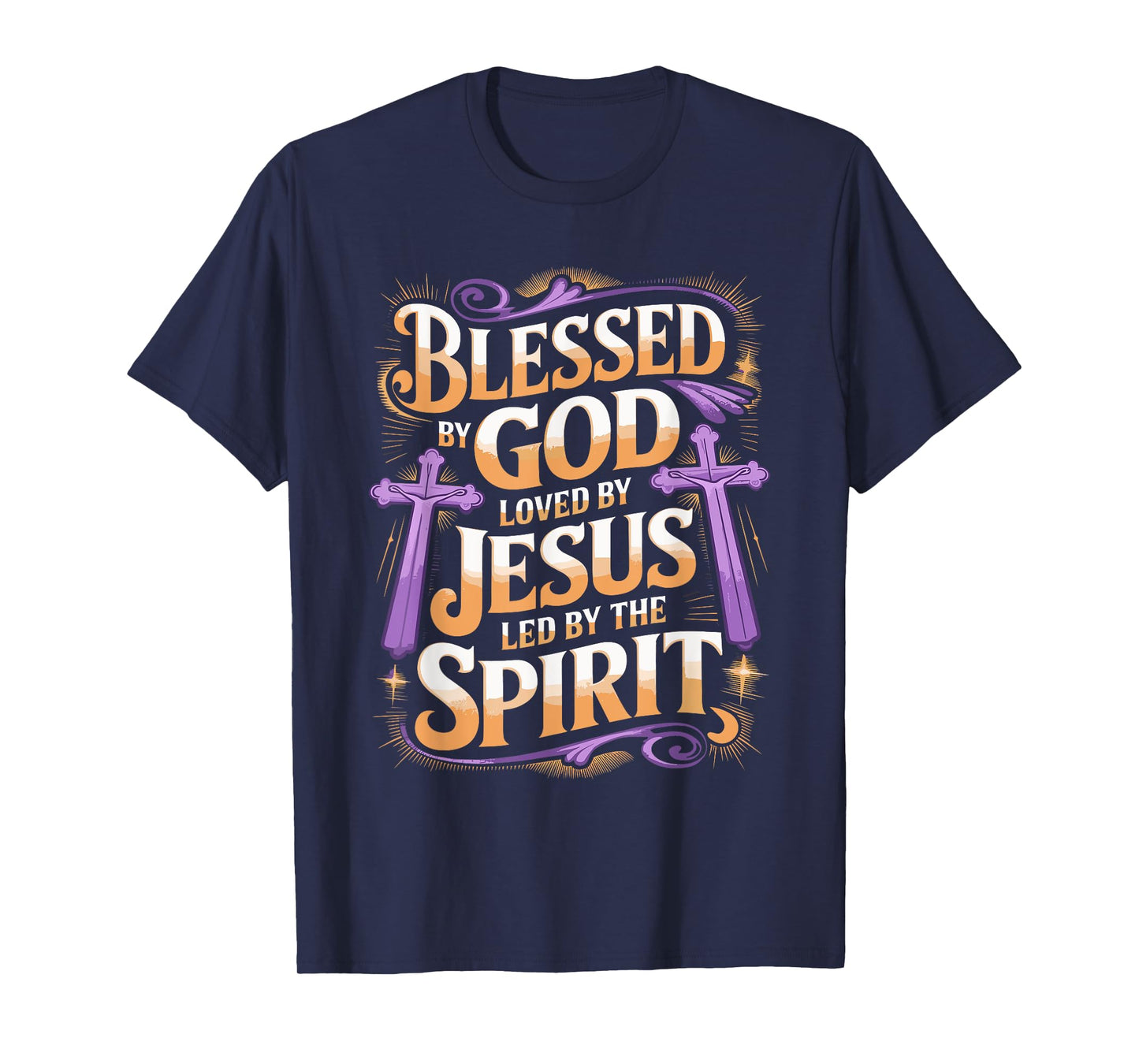 Purple Floral Cross Faith Affirmations for Christians T-Shirt