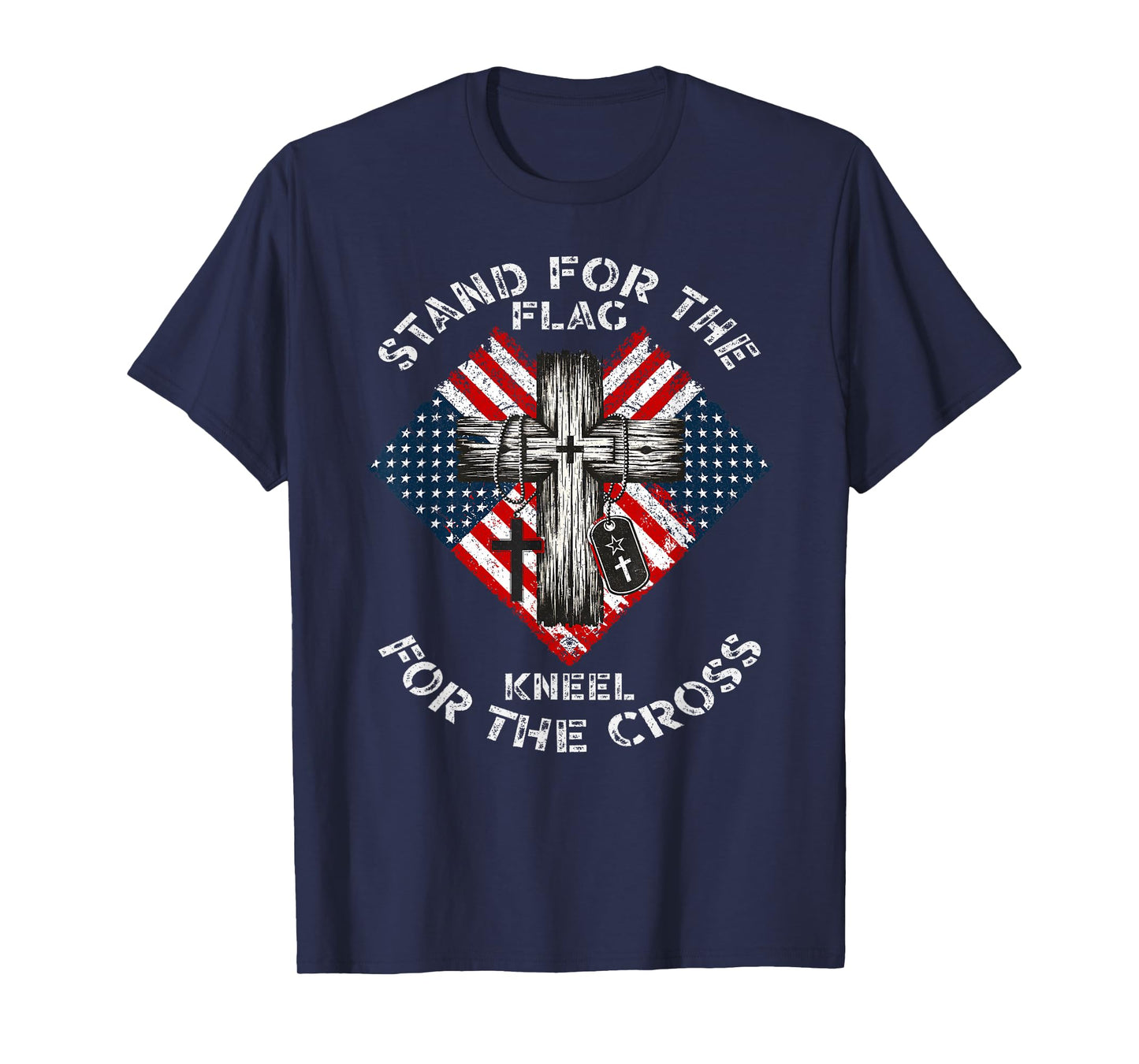Stand for Flag Kneel for Cross USA Christian Graphic T-Shirt