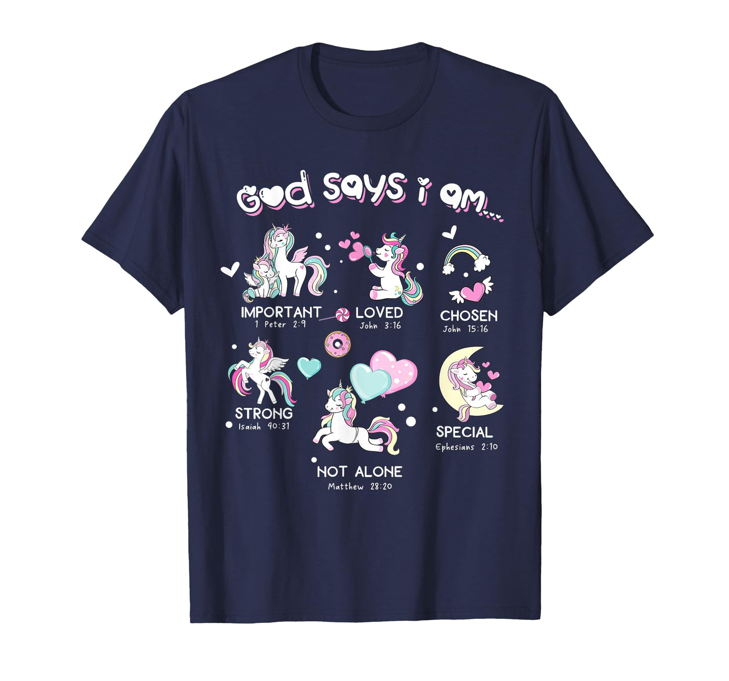 God Says I'm Cute Funny Unicorn Christian Girl Bible Lover T-Shirt