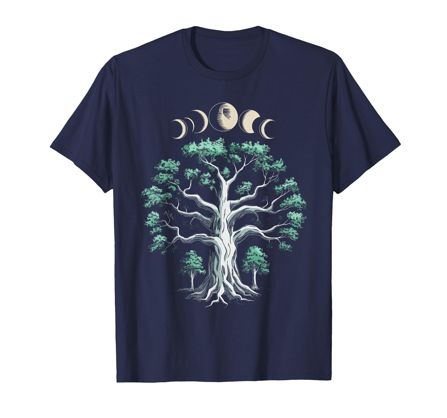 Moon Phases Tree Viking Symbol Gift Norsemen Danish Root T-Shirt