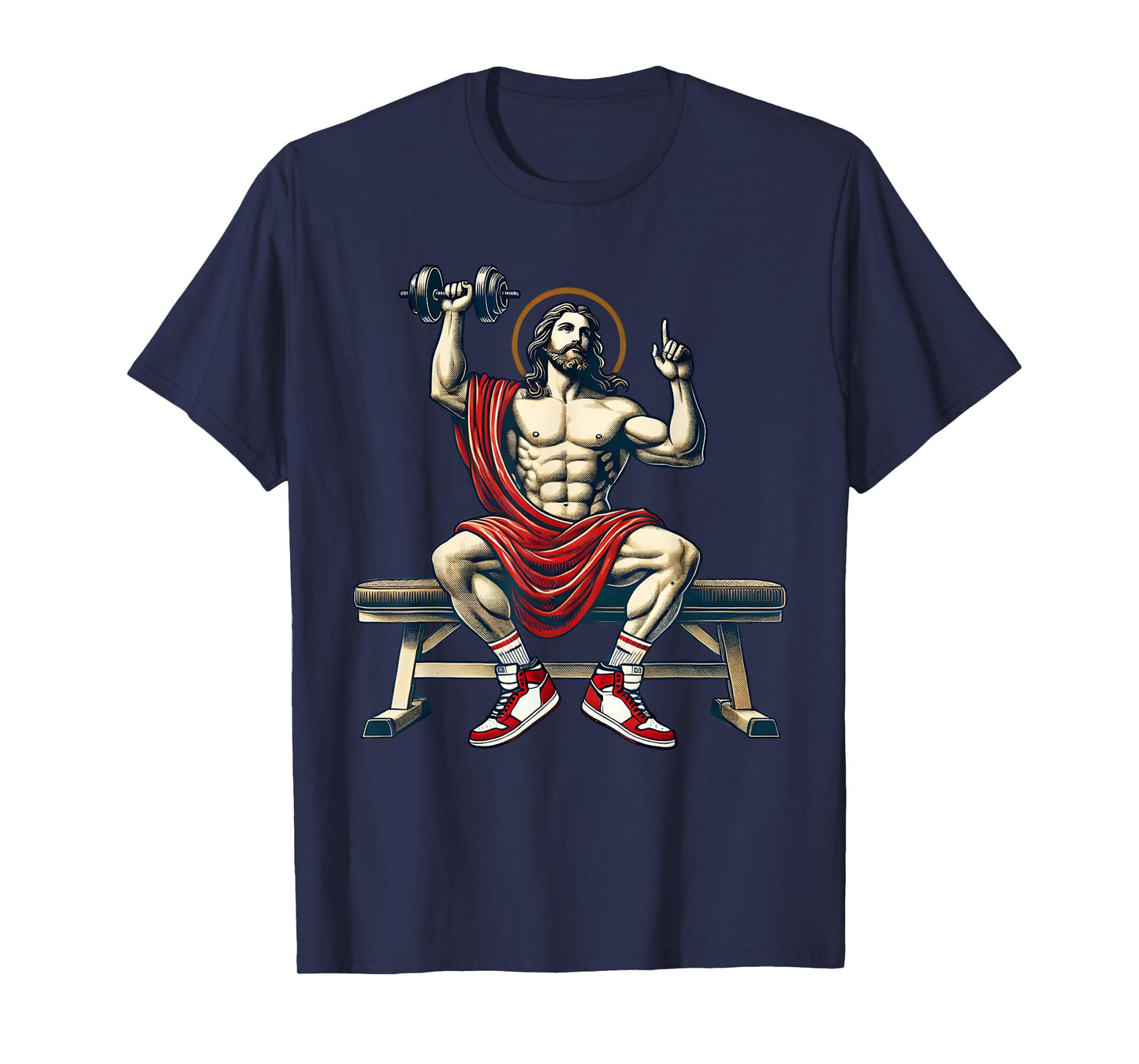 Trendy Lord Jesus Bodybuilding Workout Jesus Lifting Weights Funny Christian Unisex-Adults Workout T-Shirt Black Small