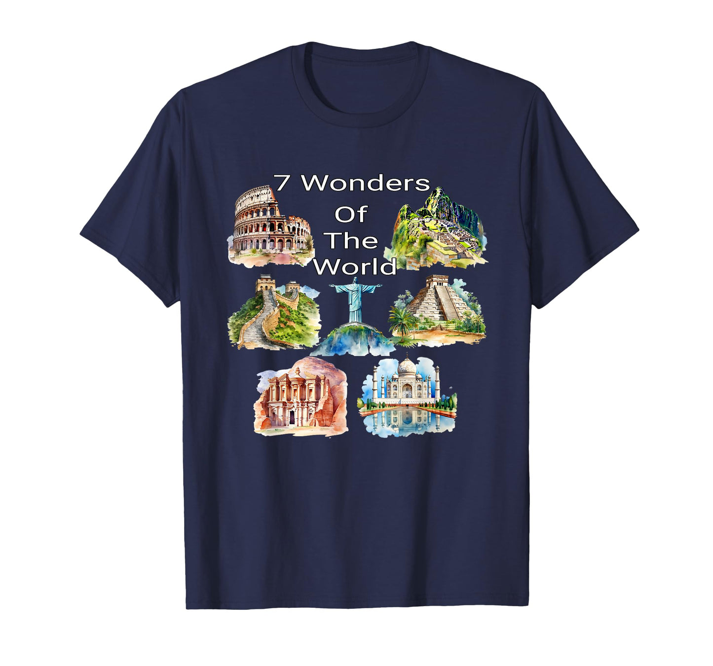 7 Wonders of the World - Travel Enthusiast Design T-Shirt