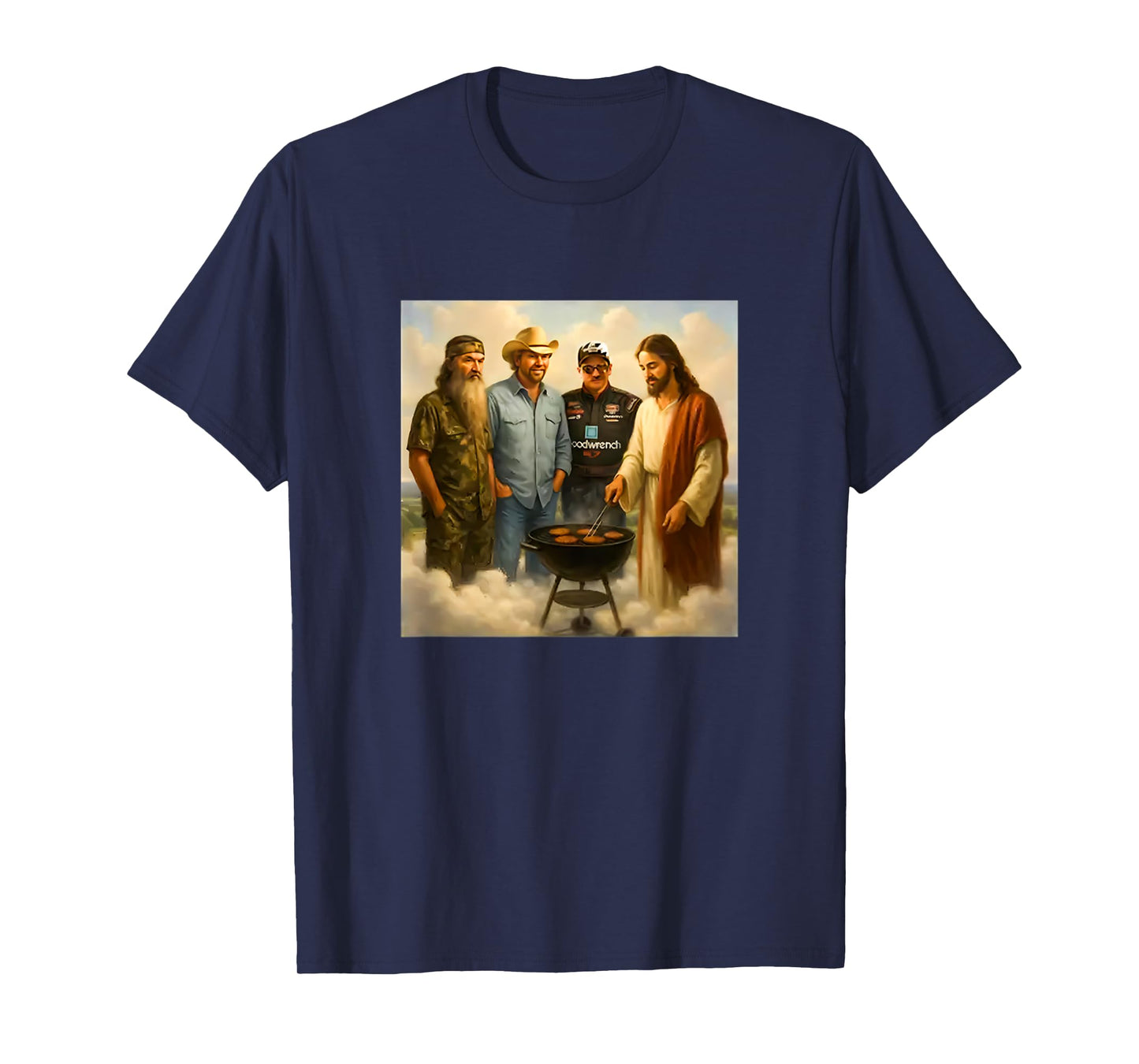The Real Gang Meet Up In Heaven Phil Funny Meme BBQ T-Shirt