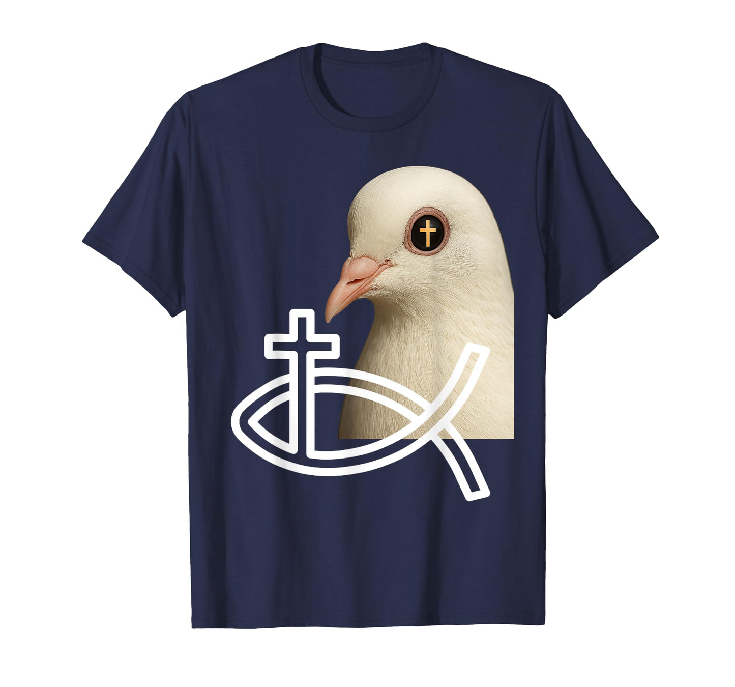 White Christ Dove Portrait with Cross Reflection in Eye T-Shirt