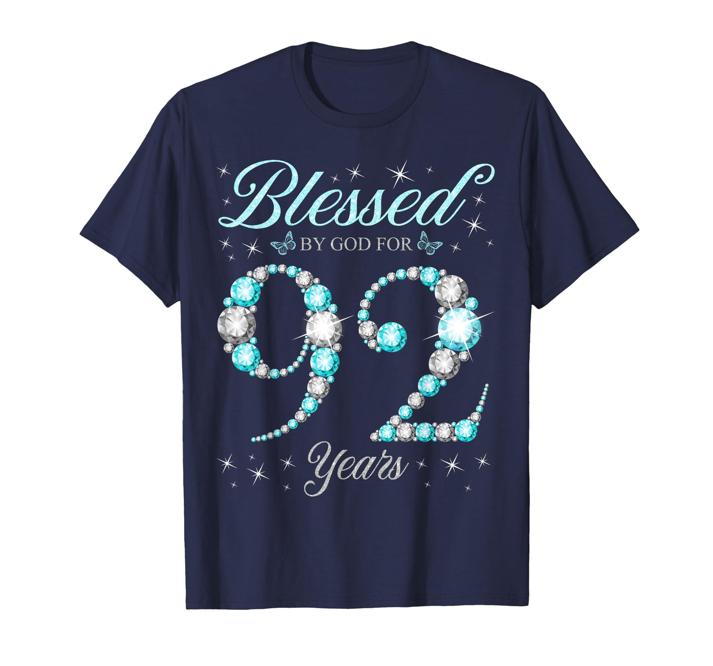 Blessed By God For 92 Years Old 92nd Birthday B-Day Party T-Shirt