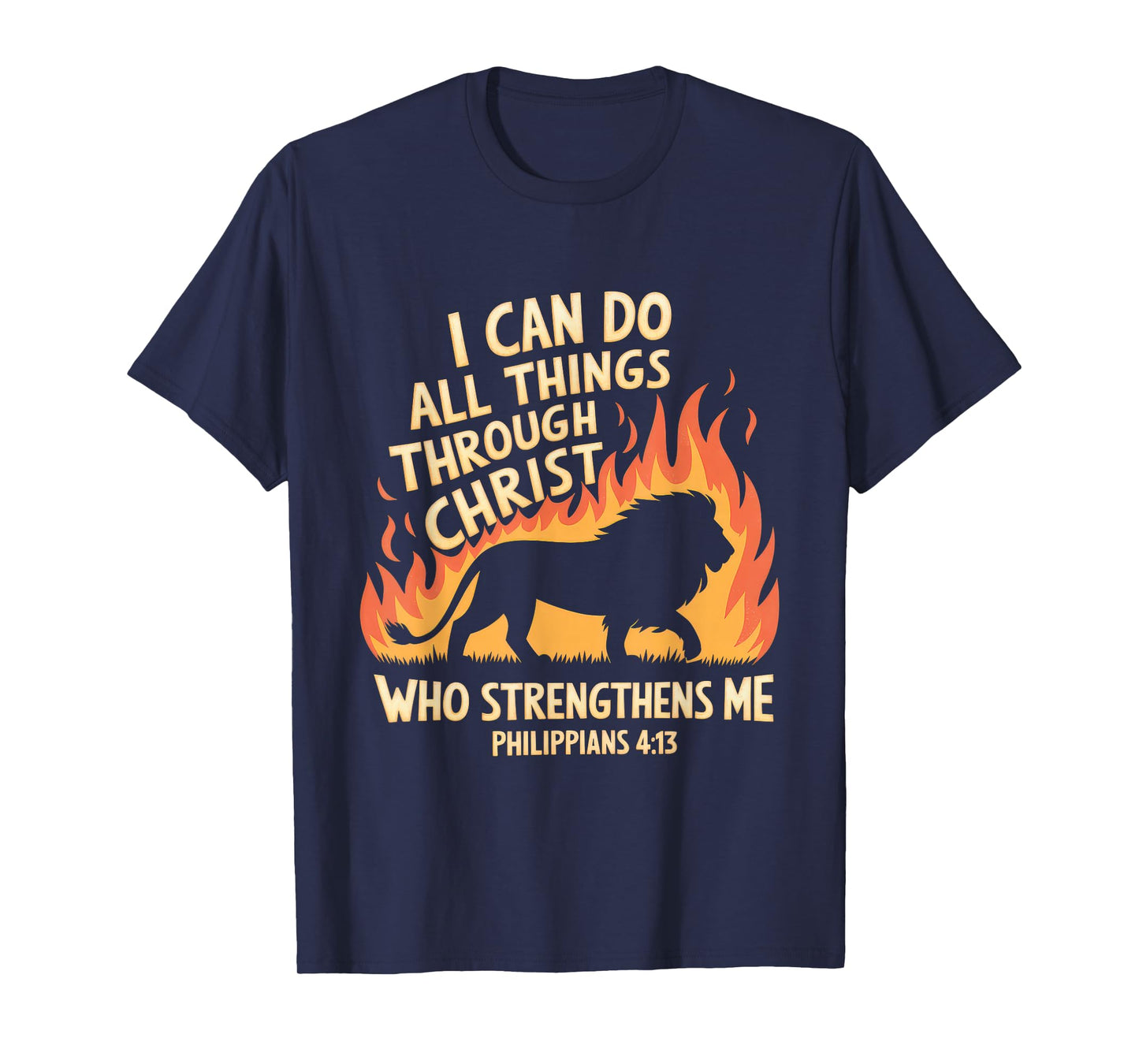 Christian Tshirt Philippians 4:13 Religious Lion Strengthens T-Shirt