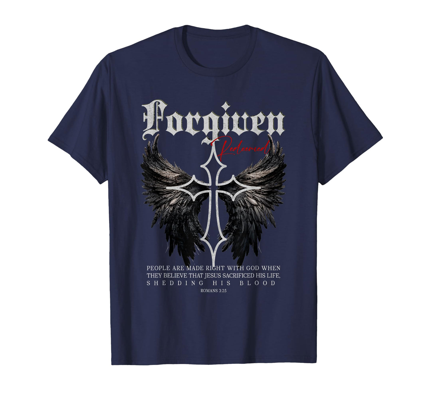 Forgiven Cross Gothic Streetwear Nu Goth Faith Bible Verse T-Shirt