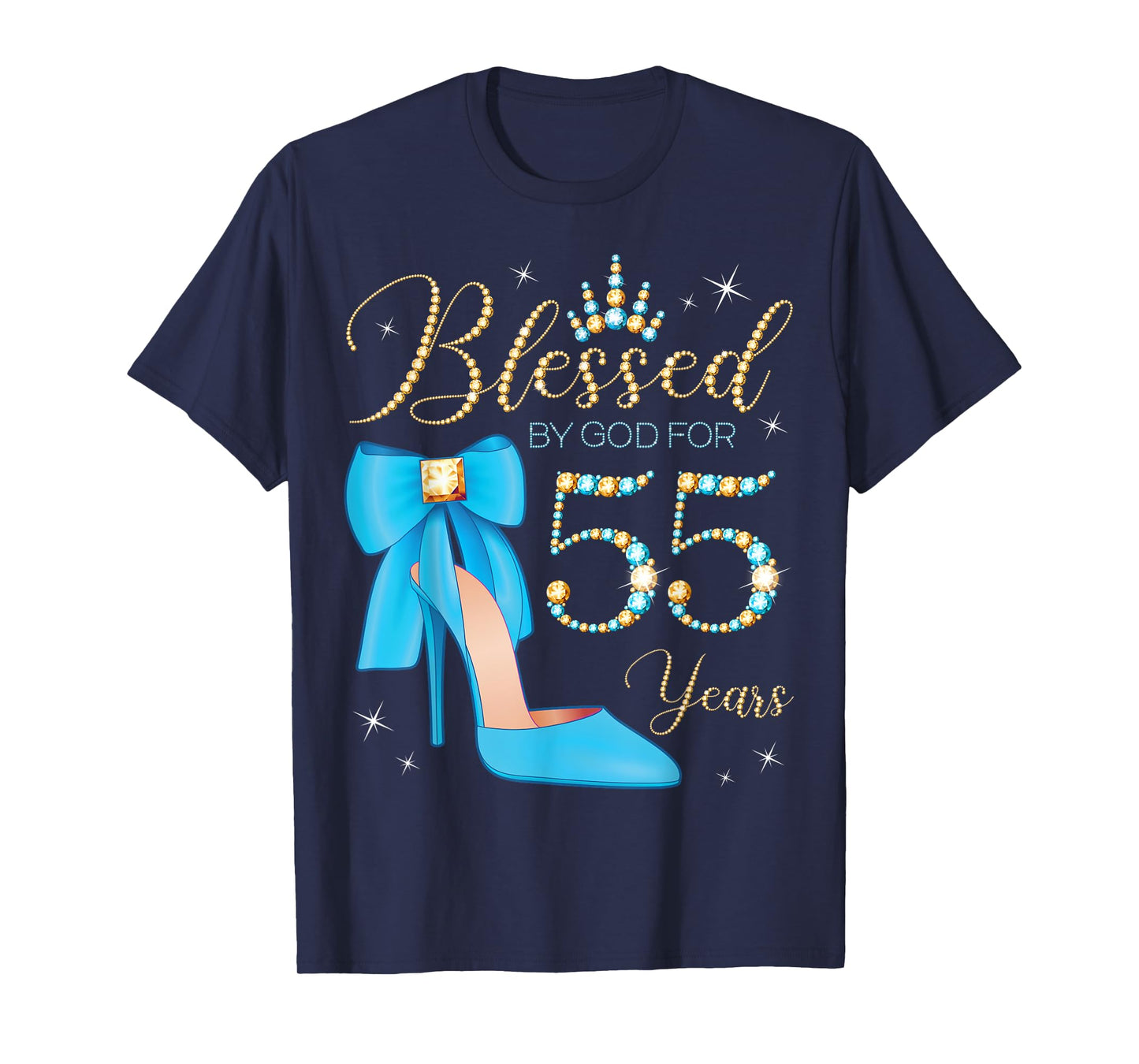 Blessed By God For 55 Years Old 55th Birthday Party Queen T-Shirt