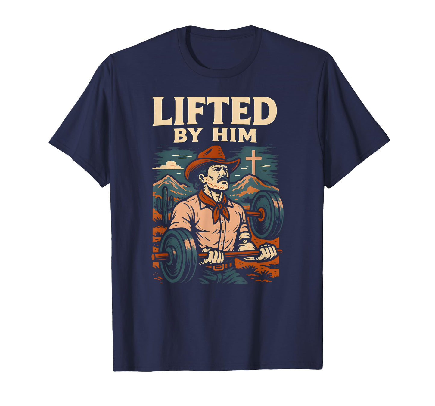Fitness Lifted by Him Cool Mens Christian Faith T-Shirt