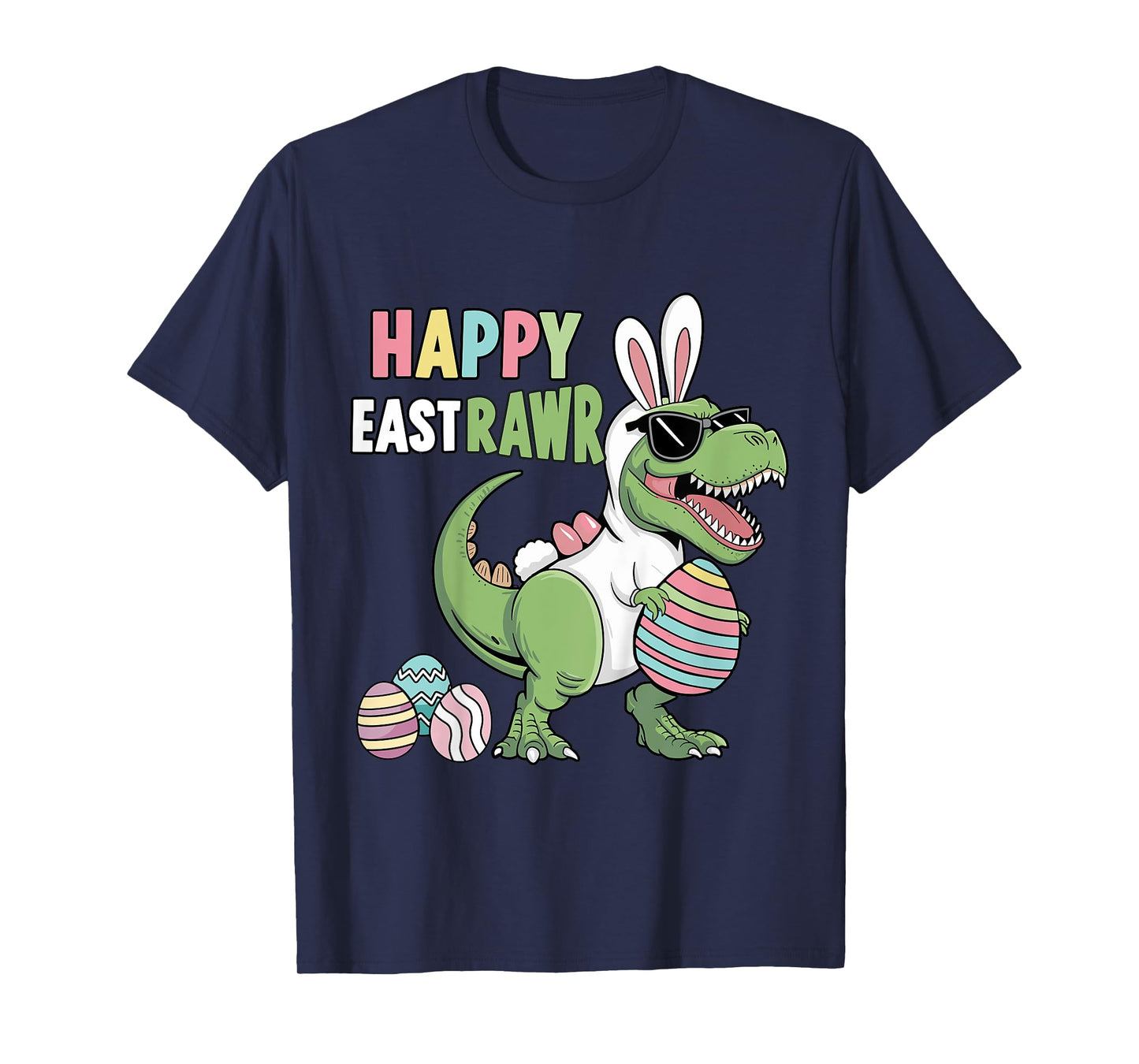 Kids Happy eastrawr with t-rex dinosaur for kids toddler easter T-Shirt