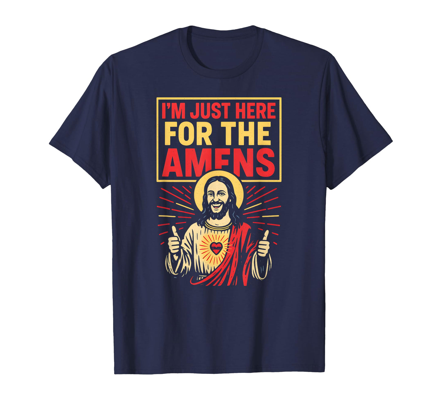Faith Humor Im Just Here for The Amens Cool Womens Religious T-Shirt