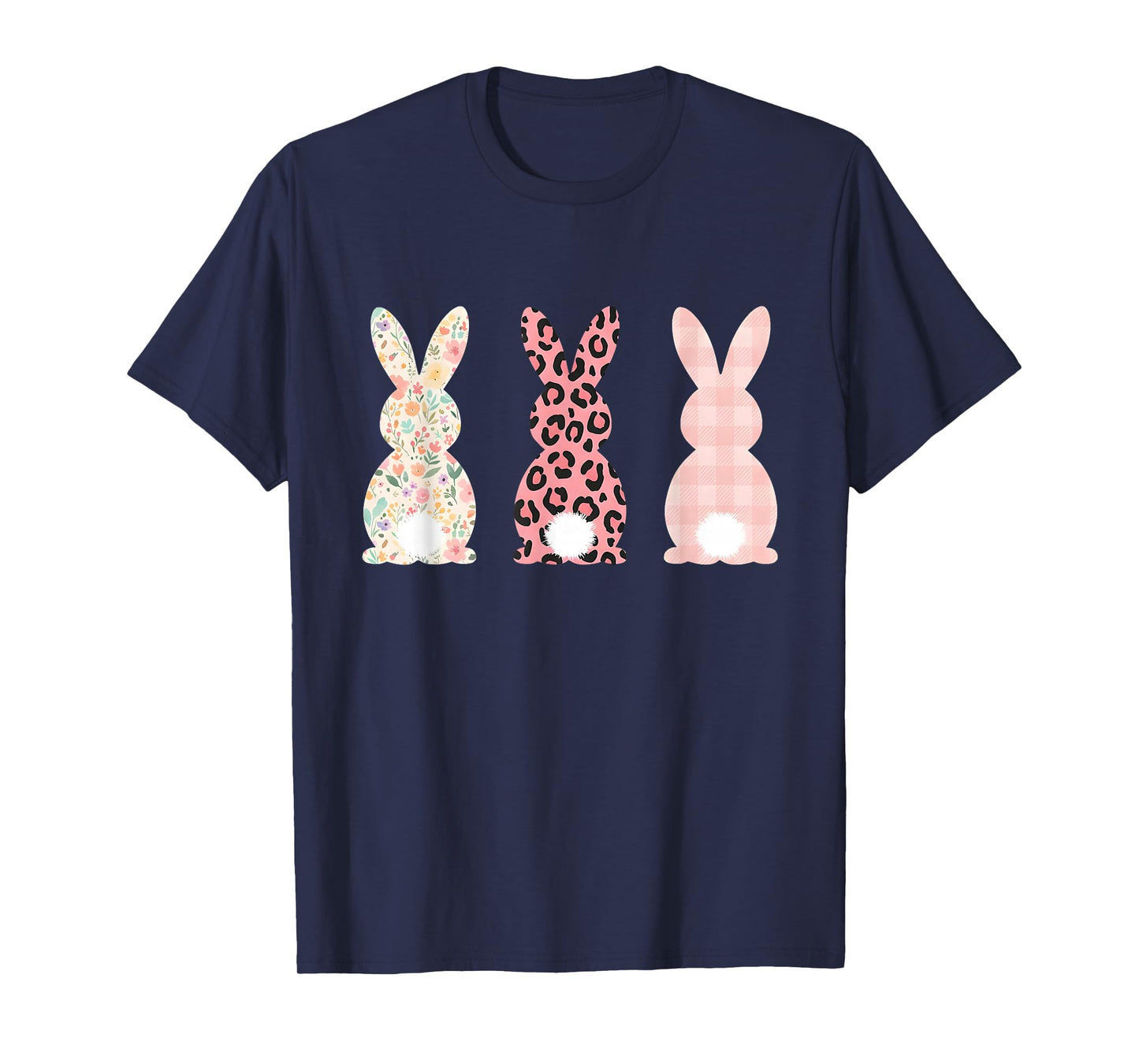 Cute pink leopard plaid easter bunny rabbit T-Shirt