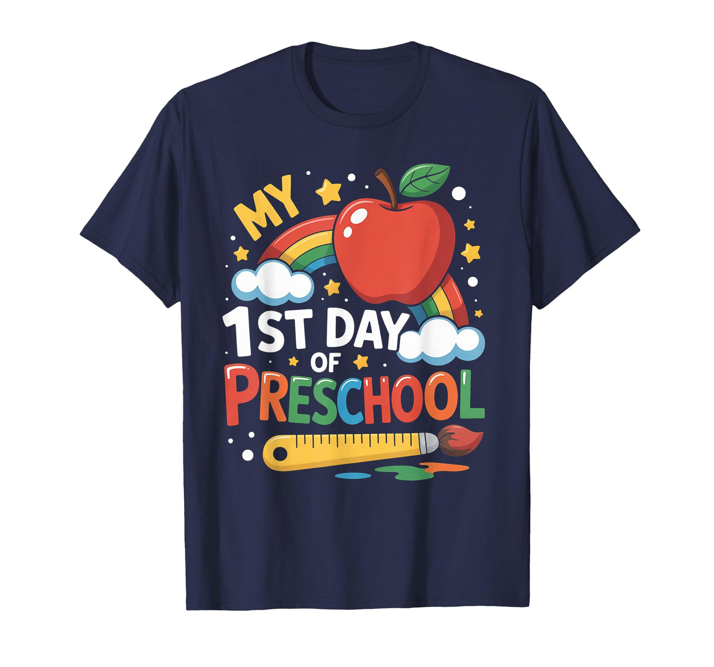 My First Day of Preschool Funny Colorful Rainbow T-Shirt