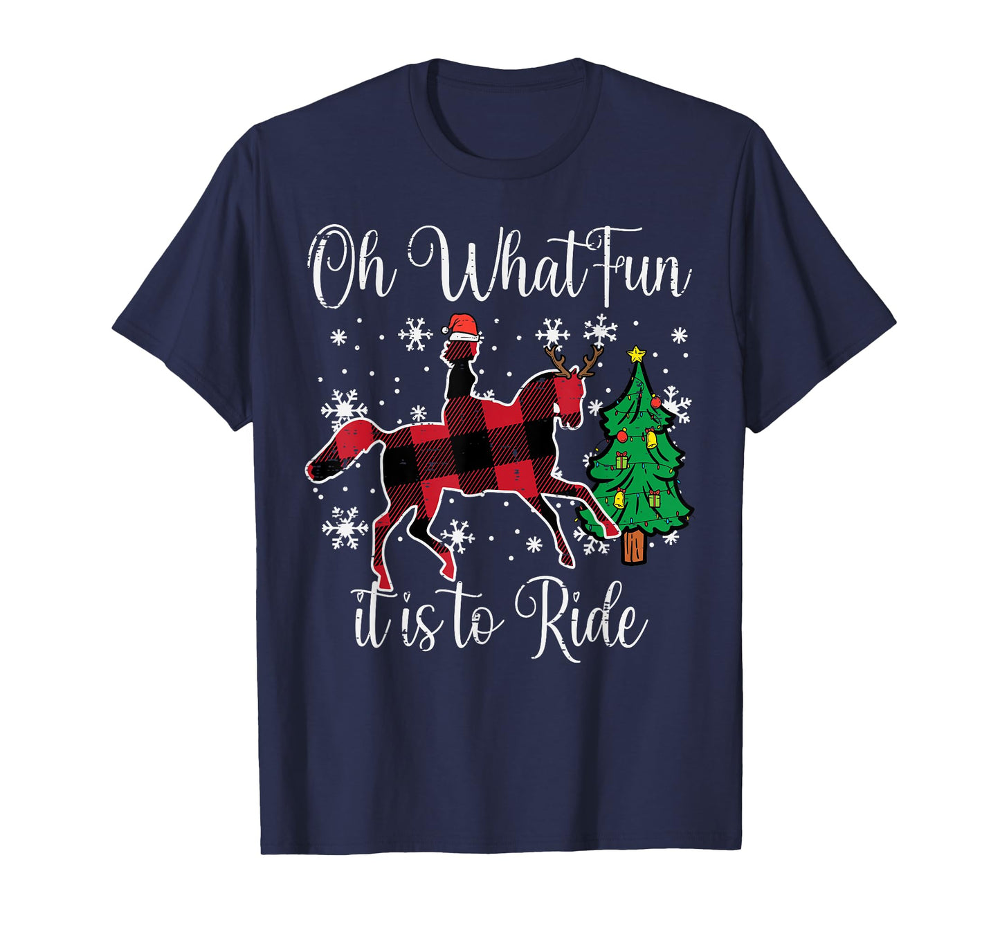 Horse Oh What Fun It Is To Ride Christmas Xmas Girls Women T-Shirt
