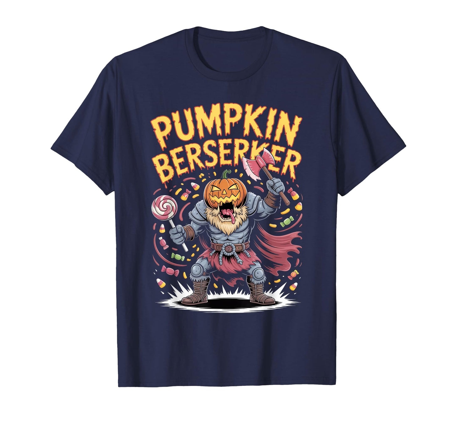 Pumpkin Viking Warrior - Halloween Norse Mythology Berserker T-Shirt