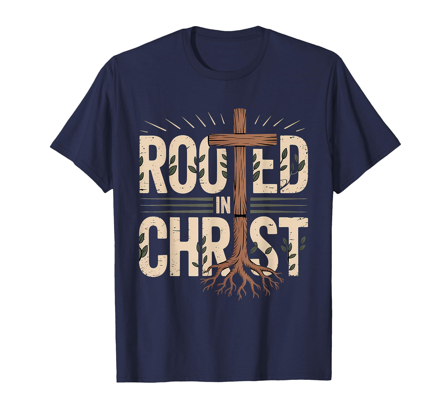 Rooted in Christ Jesus Cross Christian Faith T-Shirt