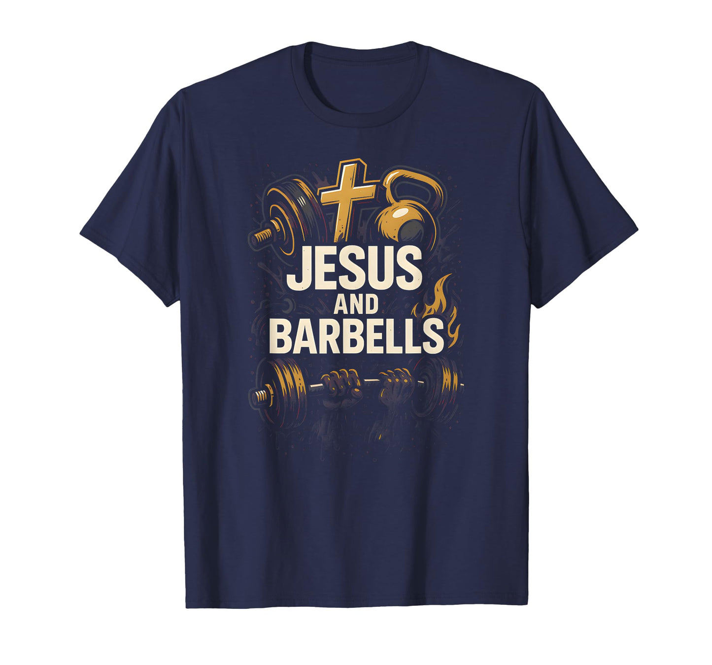 Christian Fitness Jesus and Barbells Cool Mens Faith Apparel T-Shirt