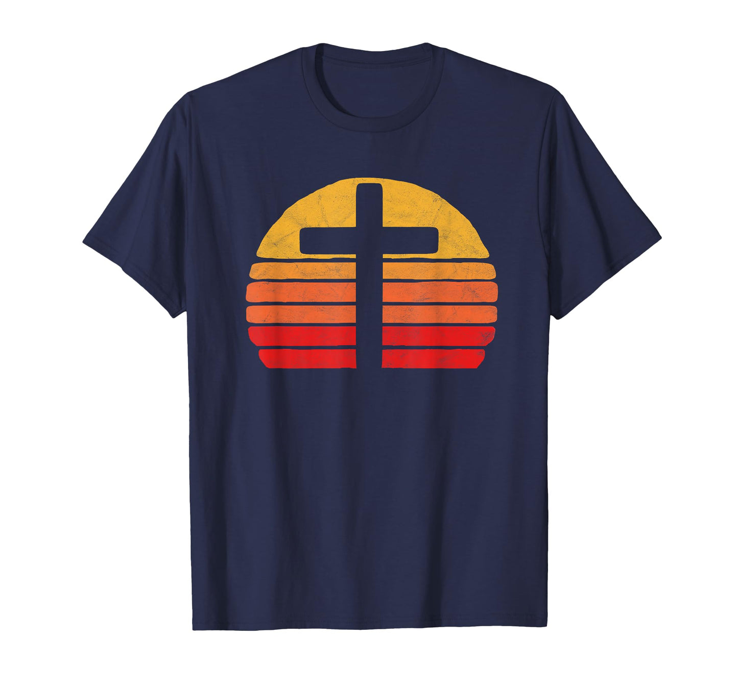 Vintage Christian Cross Retro 80's Style Sun Minimalist T-Shirt