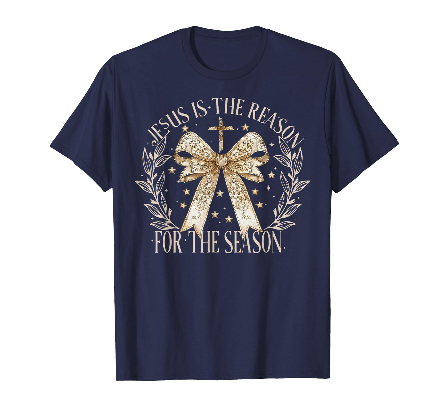 Jesus Is The Reason For The Season Christmas Coquette Bow T-Shirt