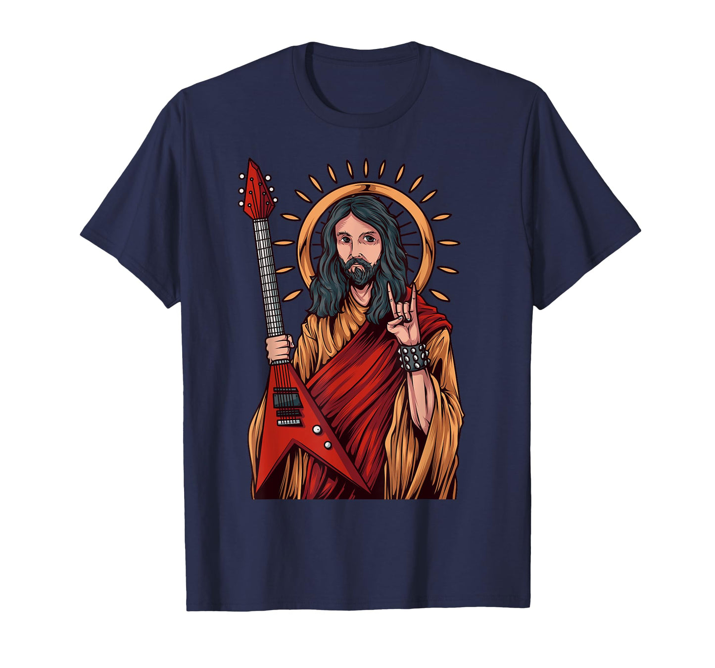 Jesus Playing Heavy Metal Guitar T-Shirt