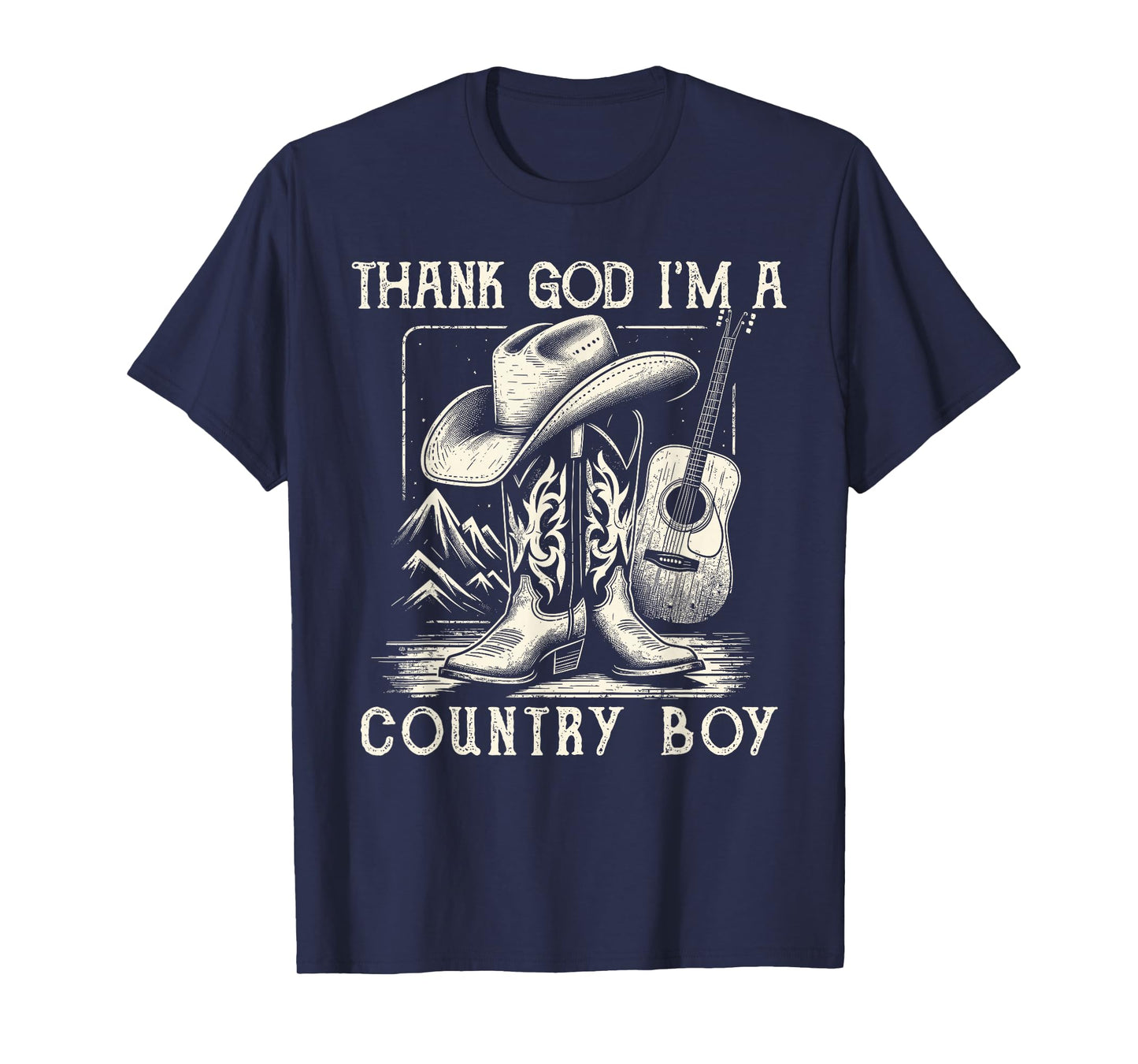 Thank God I'm A Country Music Boy Cowboy Western Retro T-Shirt