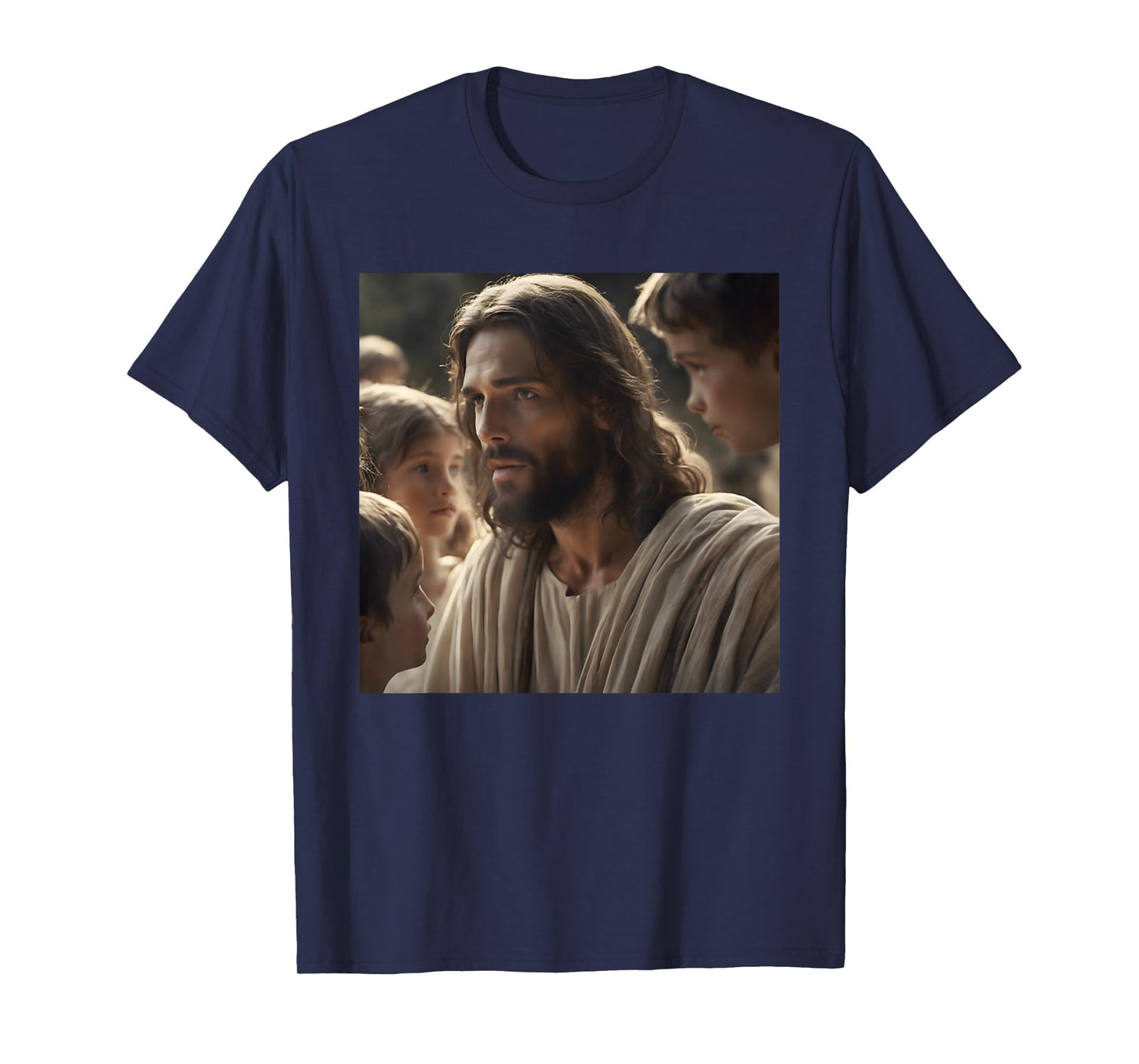 Vintage Jesus With Kids Face Of Jesus Portrait Christ T-Shirt