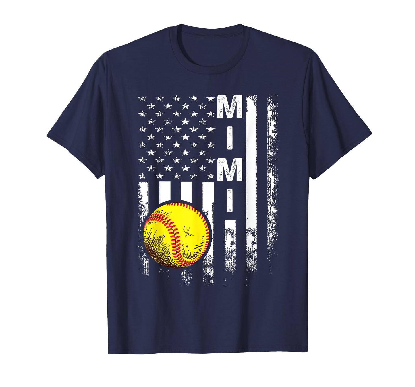 Softball Mimi America Flag Men Women Vintage Christmas T-Shirt