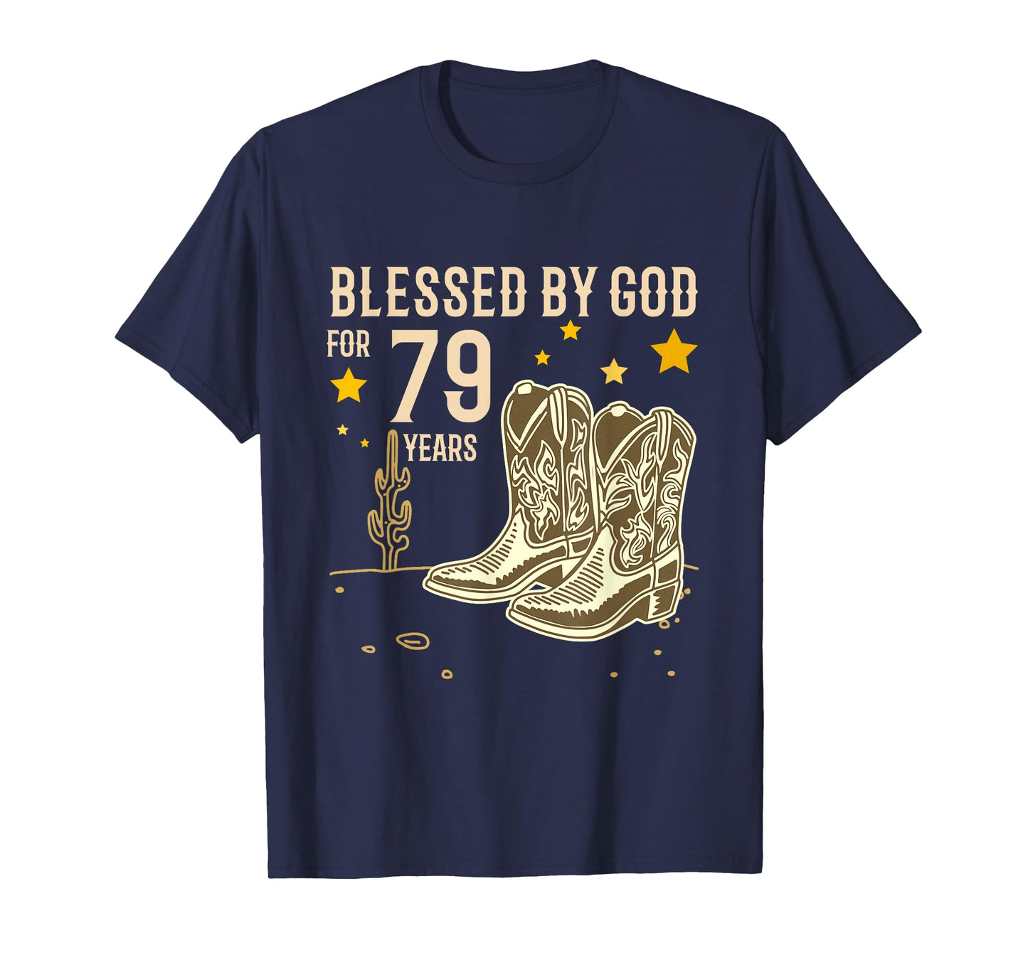 Vintage Blessed by God for 79 Years Cowboy 79th Birthday Men T-Shirt