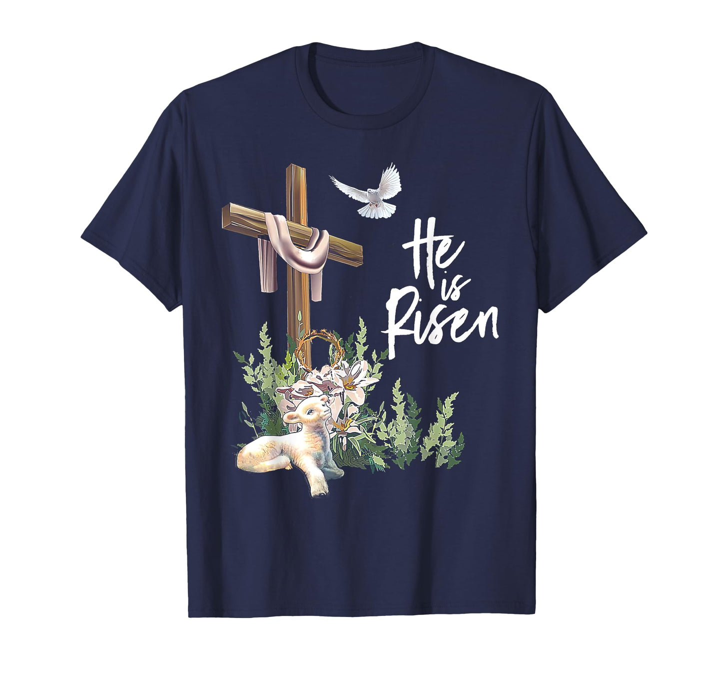 He Is Risen Cross Dove Sheep T-Shirt