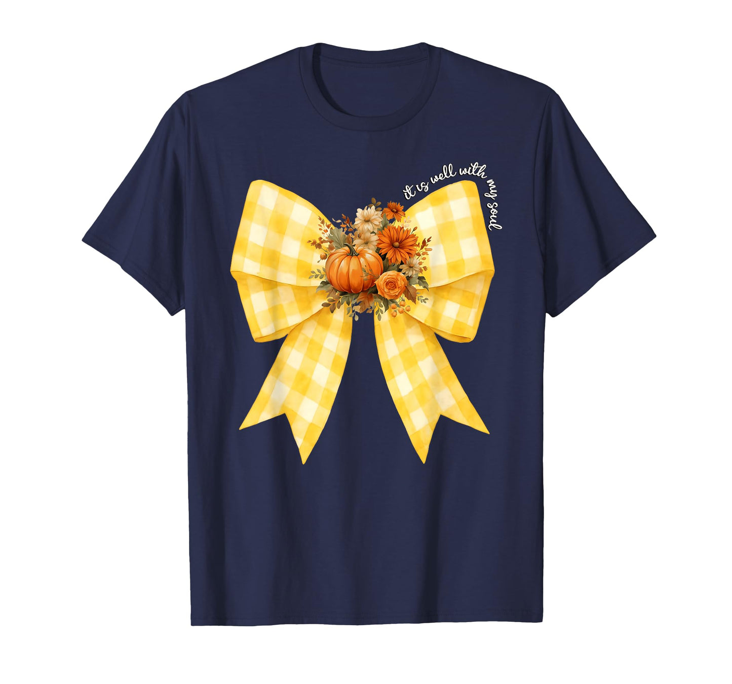 It is Well with My Soul Coquette Bow Pumpkin Fall Floral T-Shirt