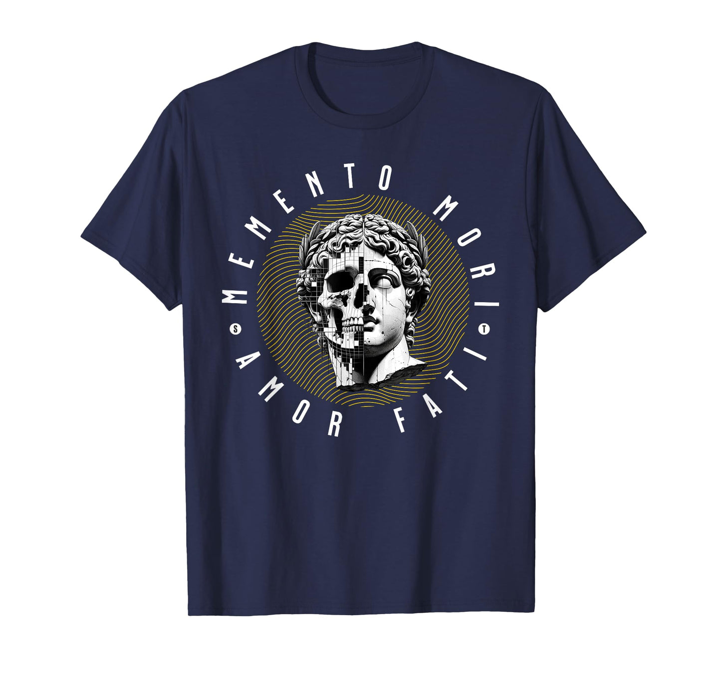 Memento Mori Amor Fati Skull Stoicism Quote T-Shirt