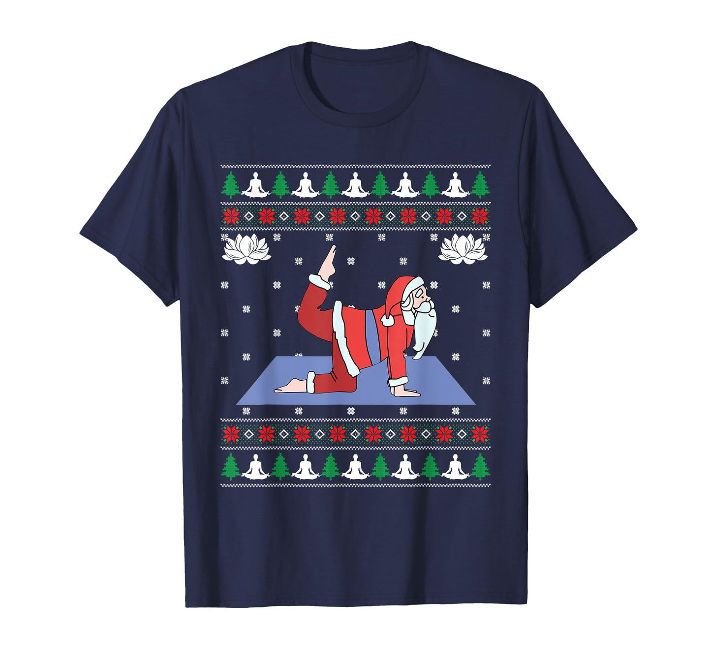 Cute Yoga Pose Santa Ugly Christmas Sweater Xmas Lovers T-Shirt
