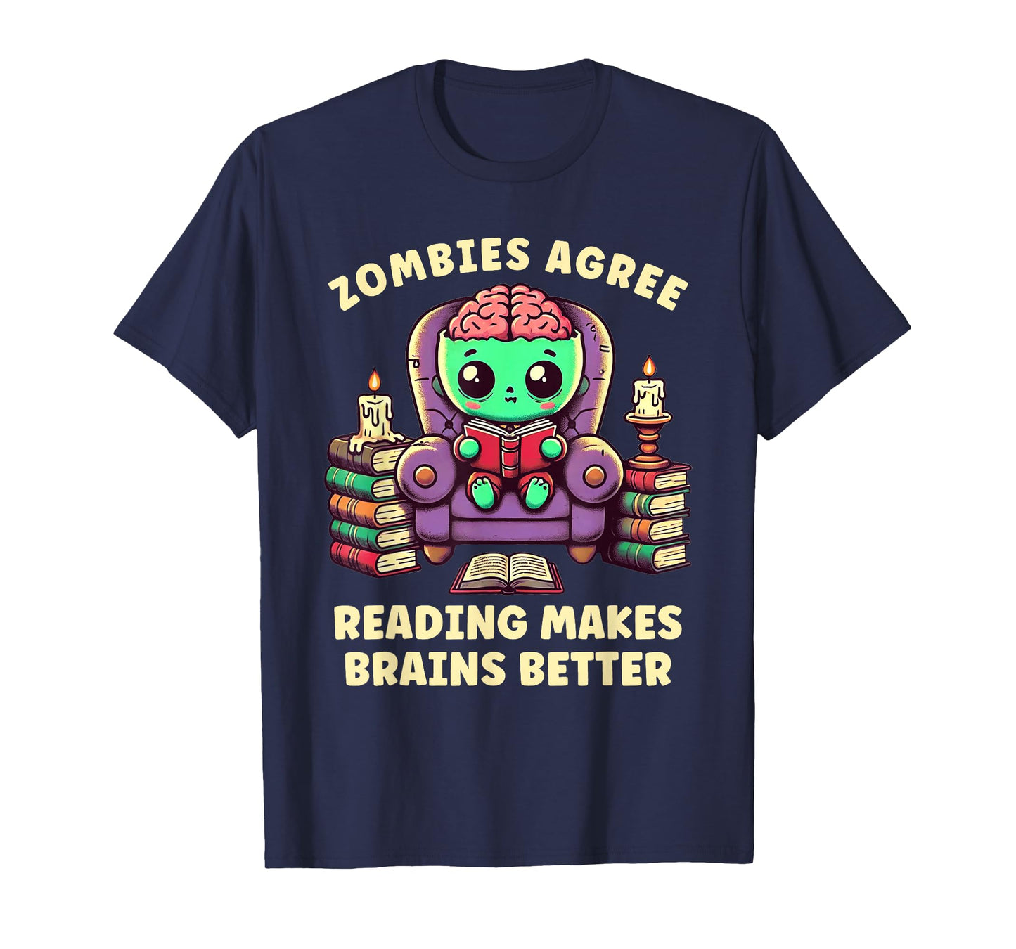 Halloween Teacher Zombie Reading is Good For Brains T-Shirt