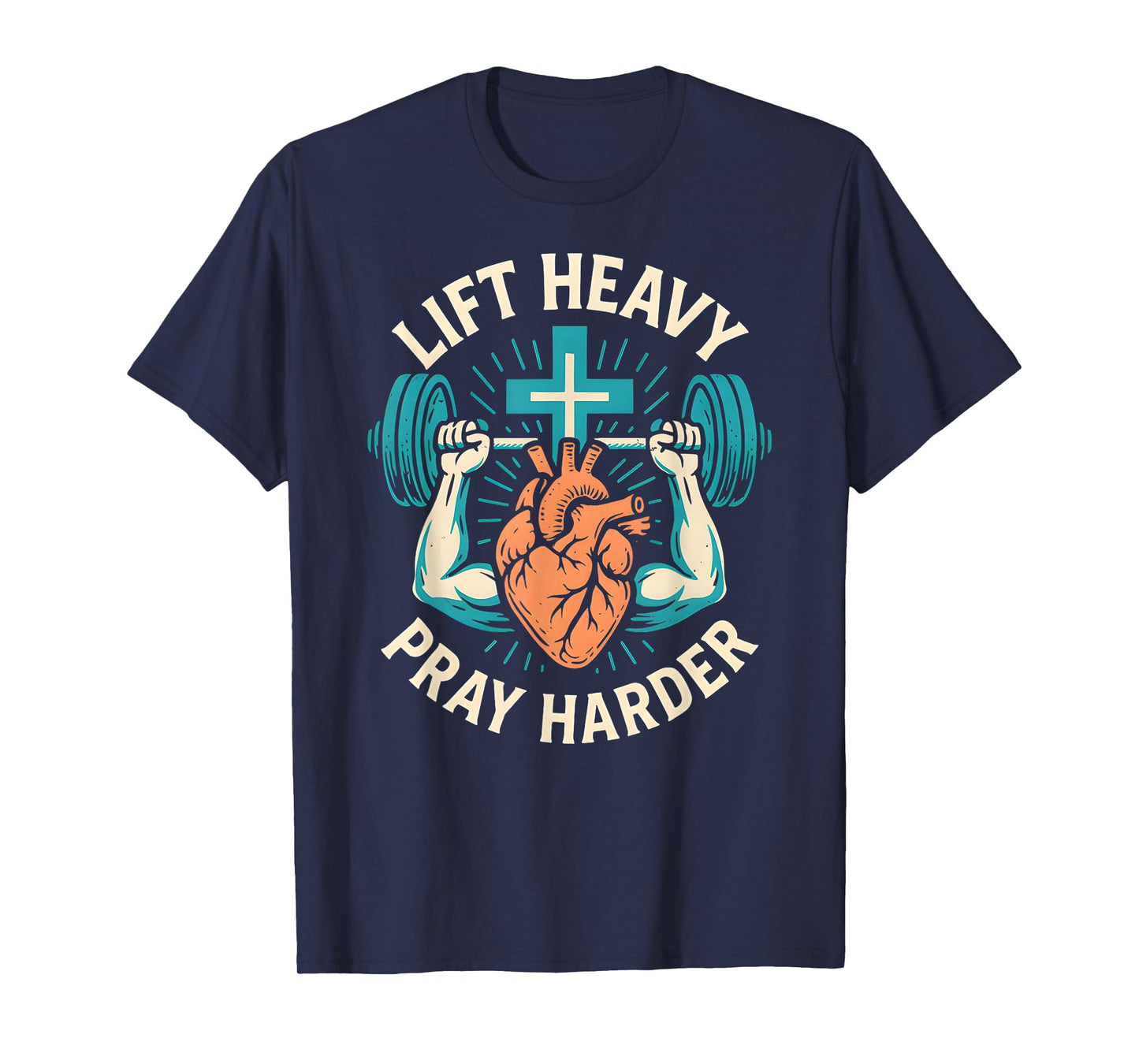 Christian Fitness Lift Heavy Pray Harder Cool Mens Faith T-Shirt