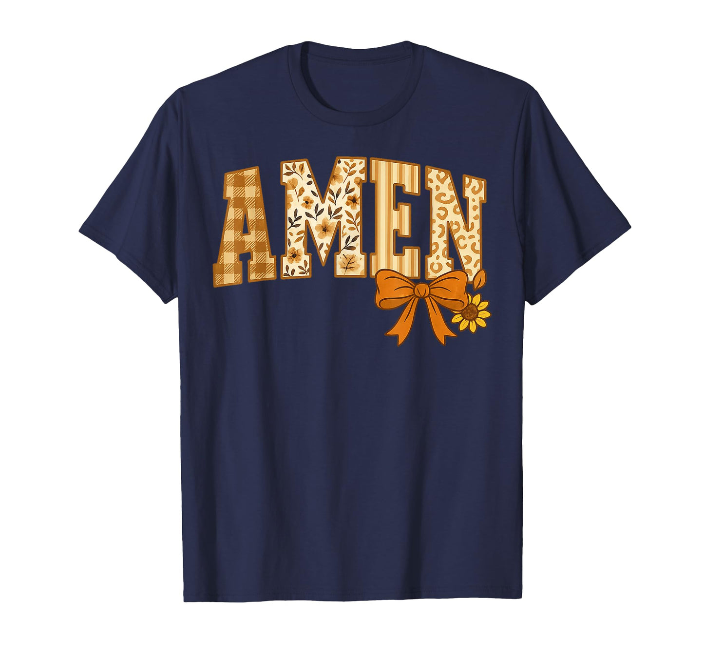 Amen Jesus Christian Faith Thanksgiving Autumn Fall Leaves T-Shirt