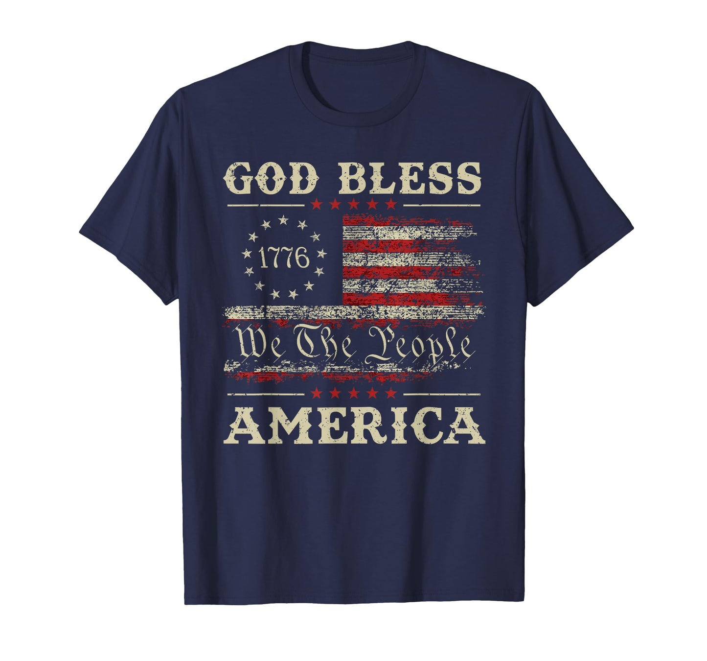 God Bless America USA Flag 4th of July Patriotic T-Shirt