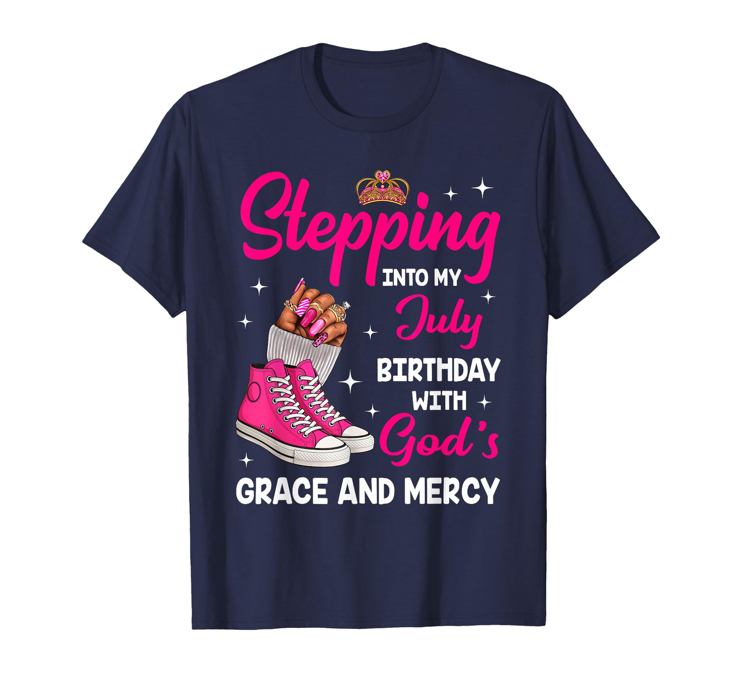 Stepping Into My July Birthday Afro Woman Melanin Queen T-Shirt