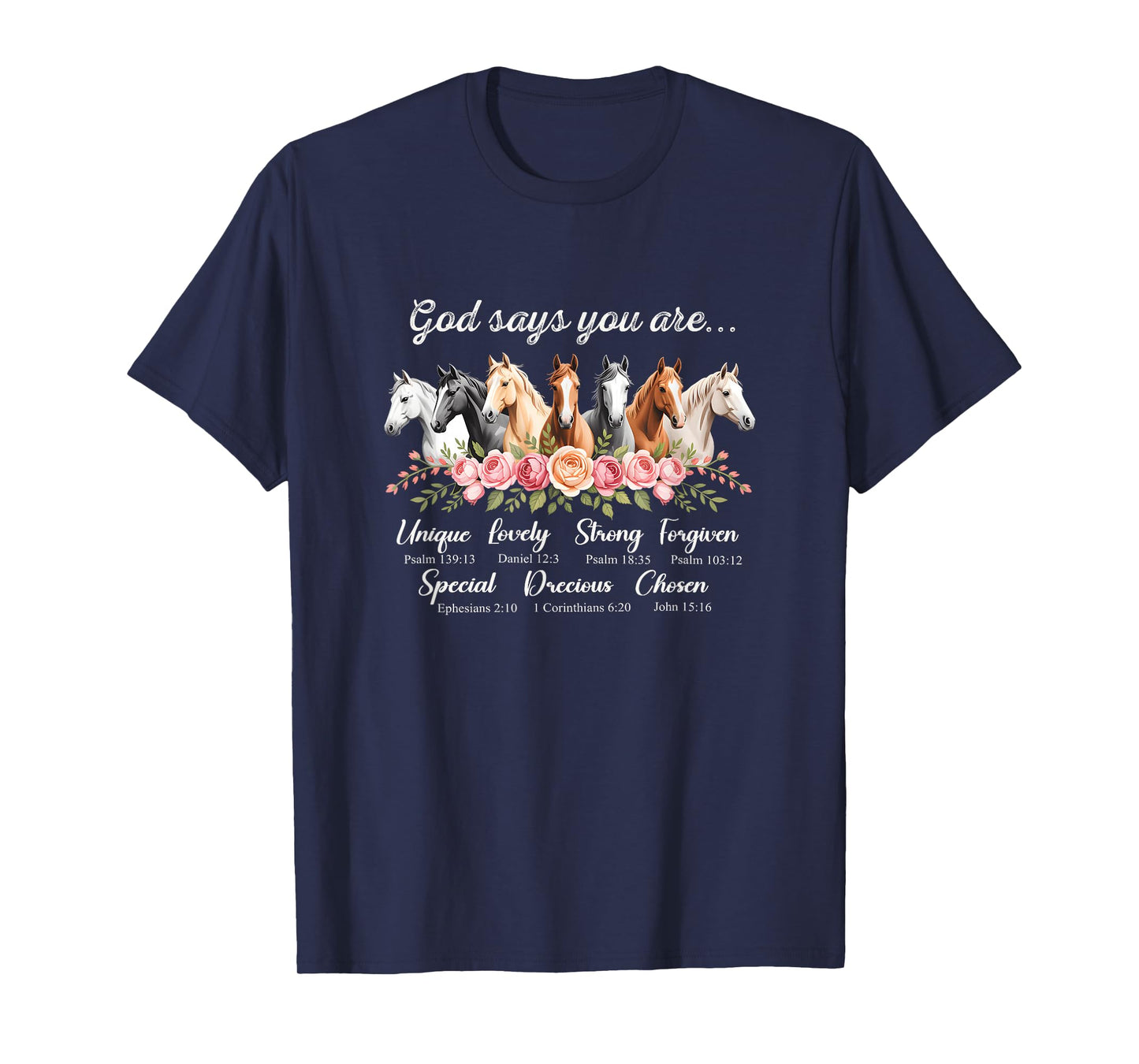 God Says You are Religious Inspirational Horse Lover Black T-Shirt