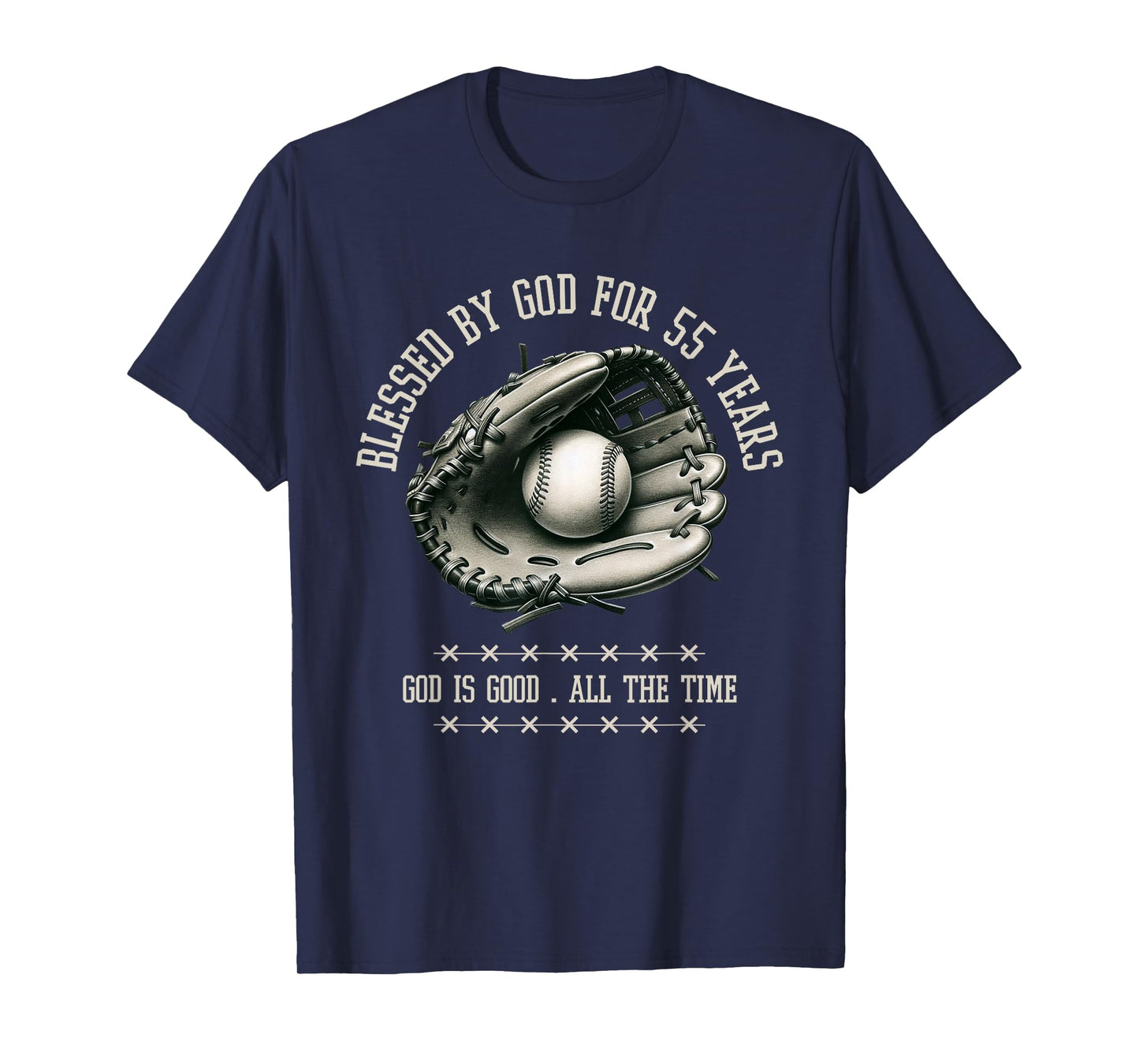 Blessed by God for 55 Years Old Baseball 55th Birthday Gifts T-Shirt