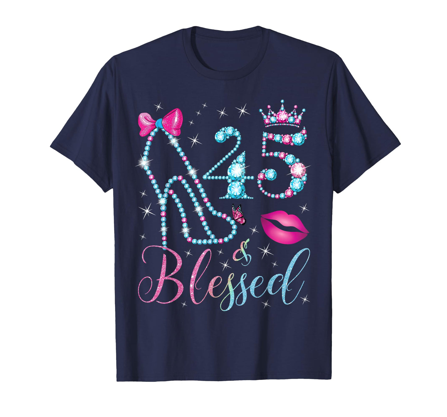 45 & Blessed 45th Birthday Party 45 Years Old Woman Queen T-Shirt