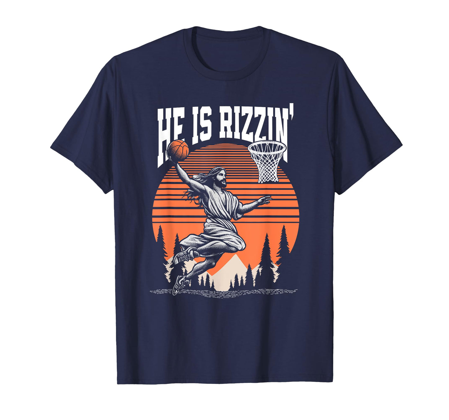 He is Risen Rizzin' Easter Jesus Christian Faith Basketball T-Shirt