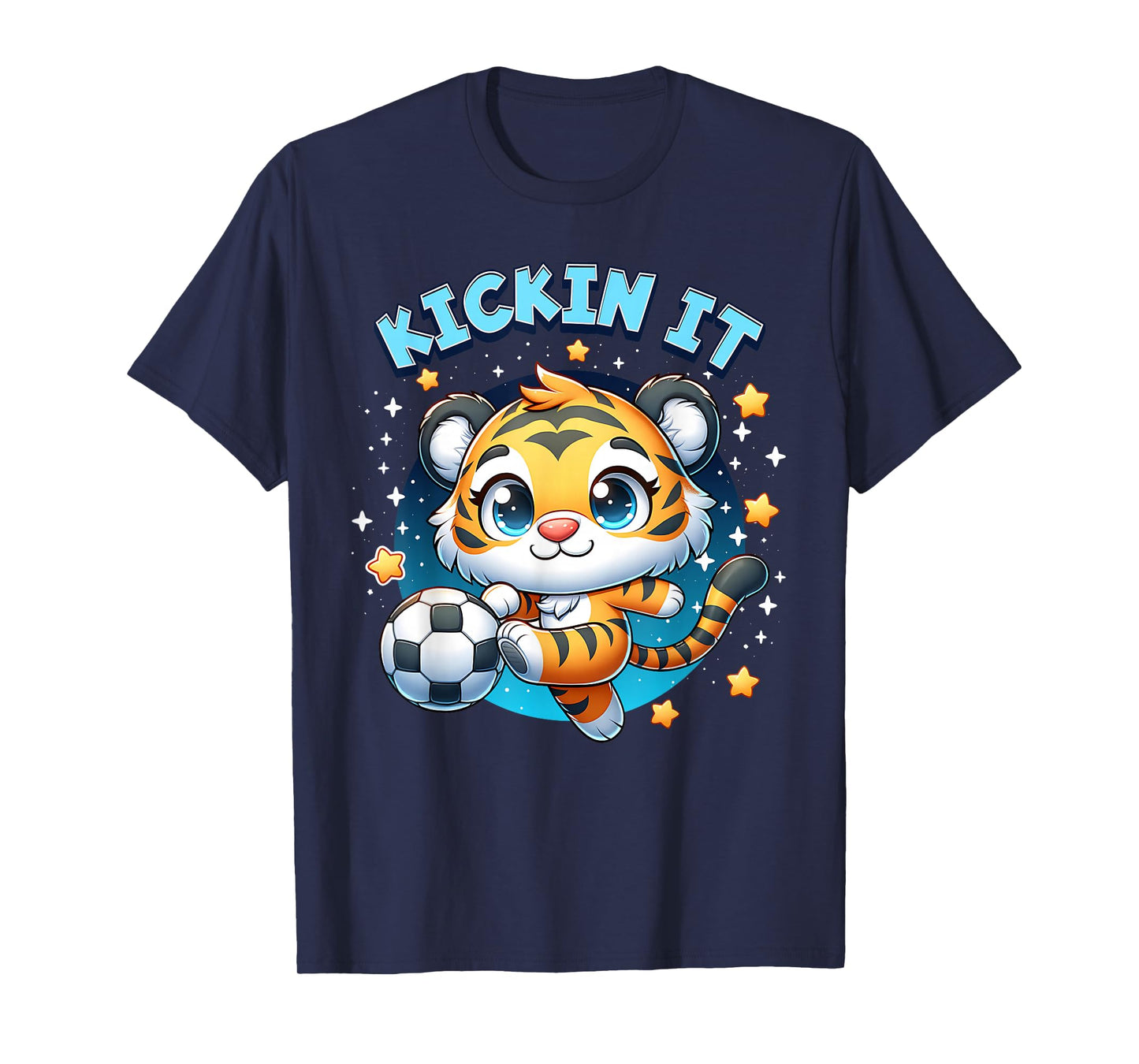 Kickin It Tiger Playing Soccer Kicking Ball Player Girl Boy T-Shirt