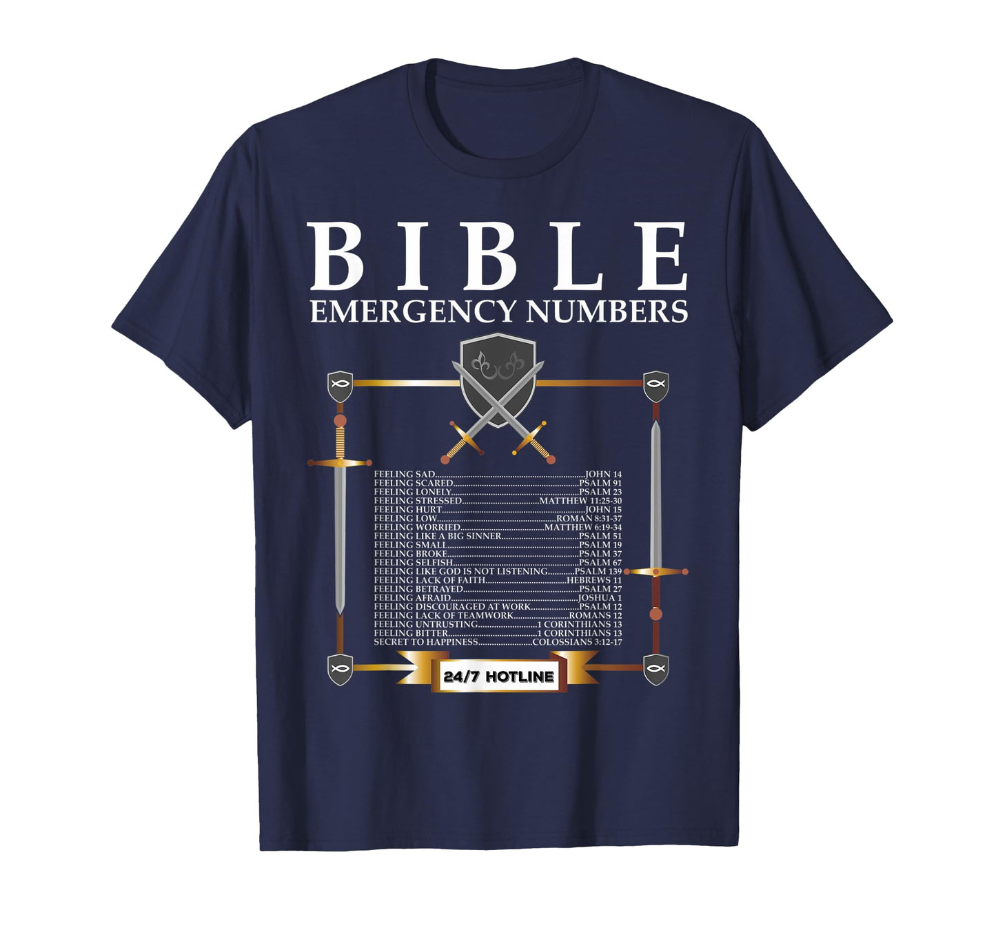 Bible Emergency Hotline Numbers - Cool Christian Bible Verse T-Shirt