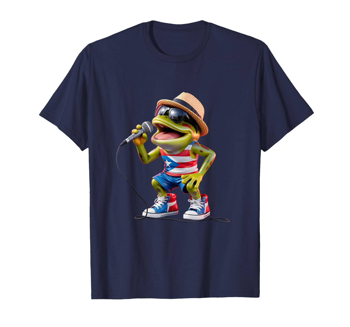 Singing Coqui Puerto Rican Flag Sunglasses Boricua Hat Fun T-Shirt