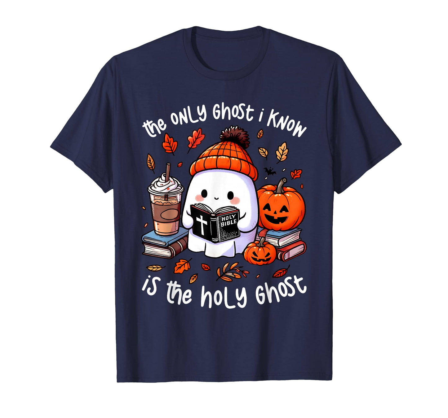 The Only Ghost I Know Is The Holy Ghost Halloween Book T-Shirt