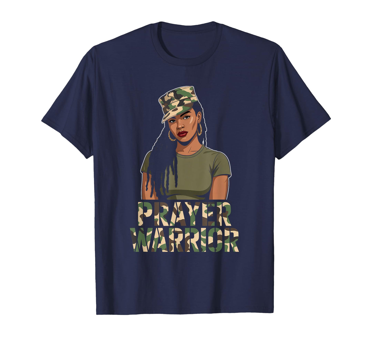 Black Girl Women Camo Prayer Warrior God Jesus Christian T-Shirt