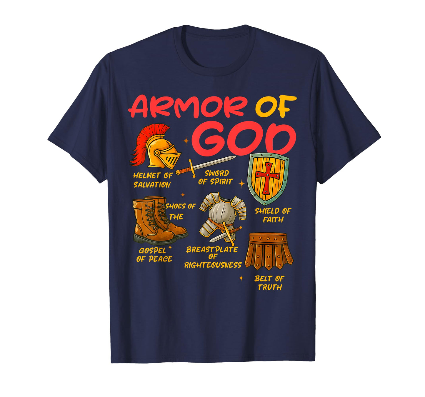 Armor of God Christian Battle Gear Bible Verse Ephesians T-Shirt