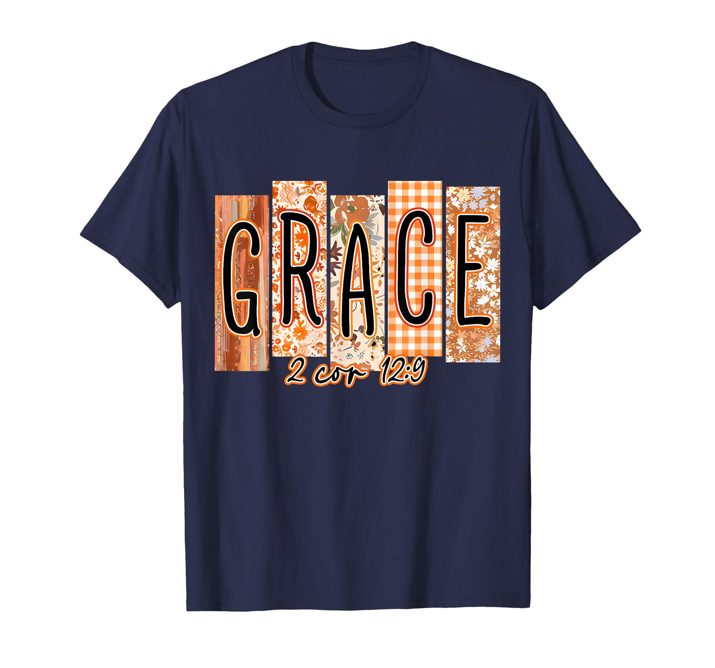 Grace Bible Verse Preppy Fall Christian Faith Pumpkin Spice T-Shirt
