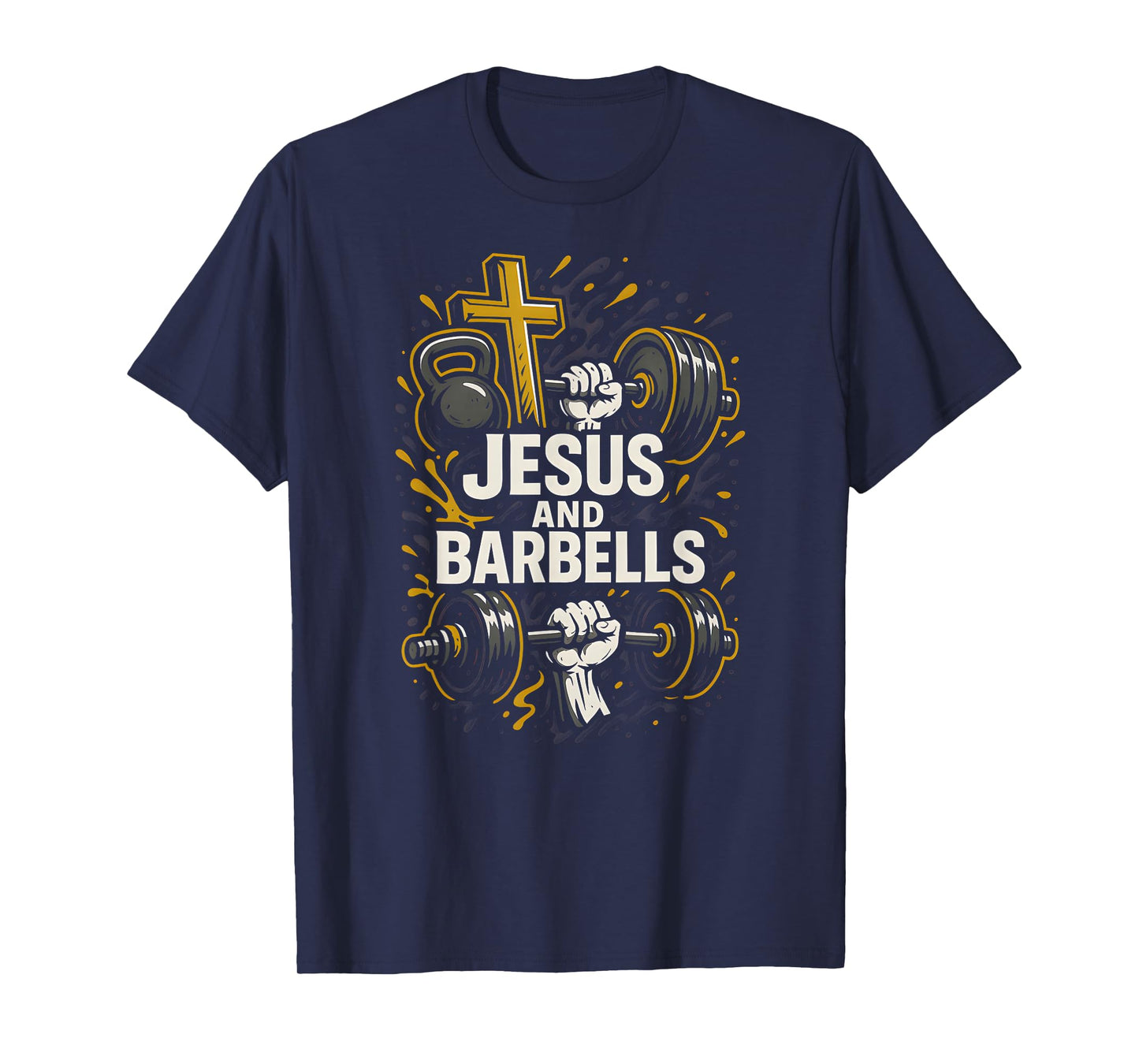 Christian Fitness Jesus and Barbells Cool Mens Faith Apparel T-Shirt