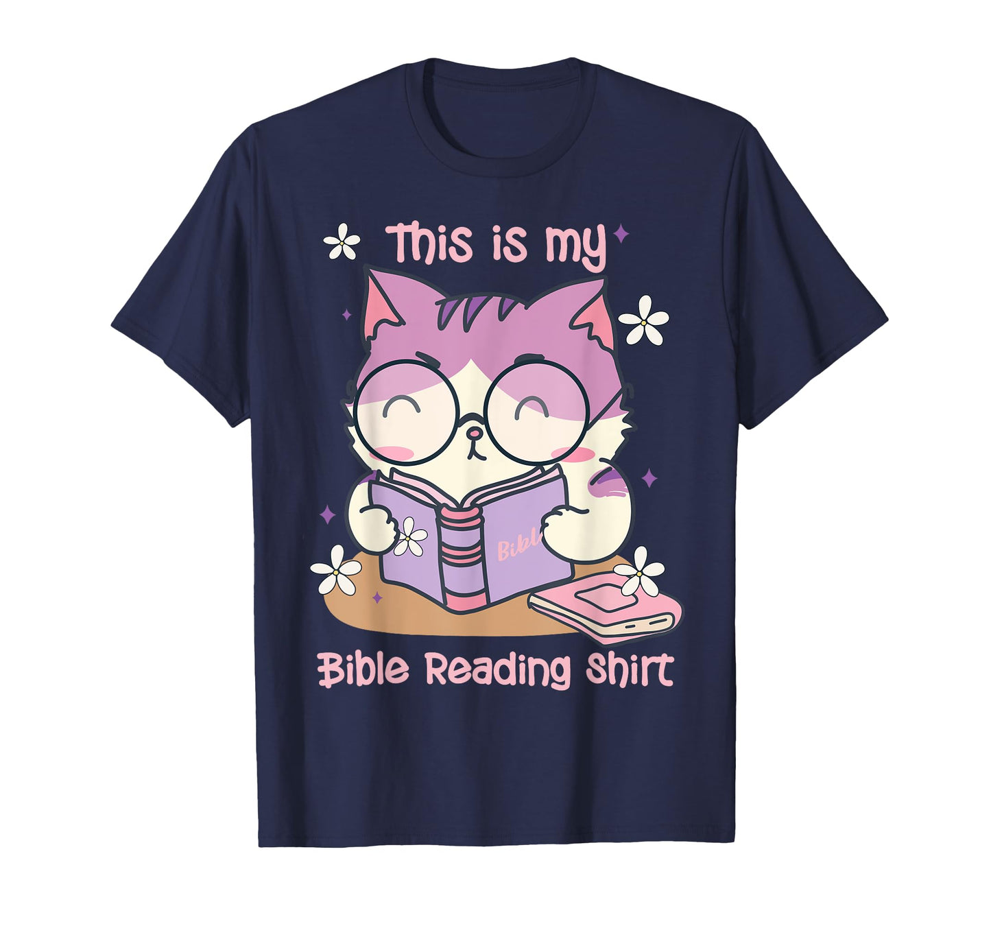 This Is For Bible Reading Cat Cute Christian T-Shirt